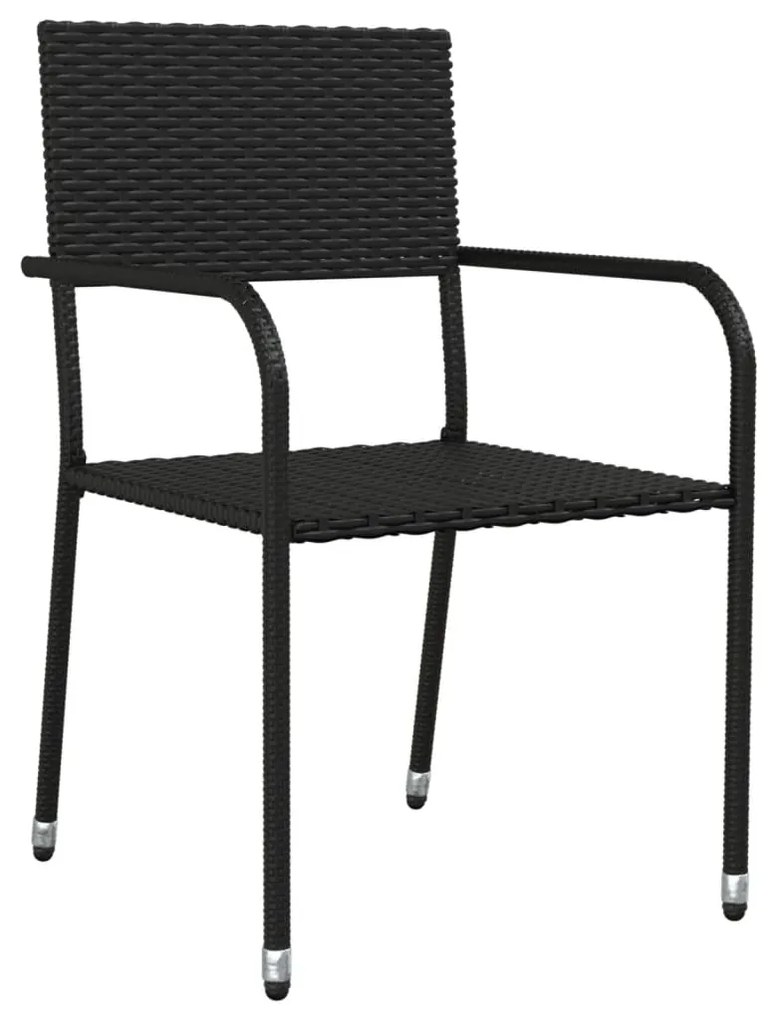 5 pcs conjunto de jantar p/ jardim vime PE preto