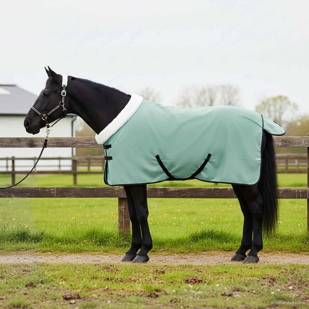 vidaXL Cobertor de Cavalo Verde escuro total 85 cm Fleece polar