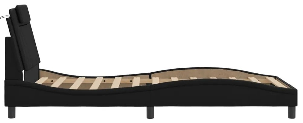 Estrutura cama c/ cabeceira 100x200 cm couro artificial preto