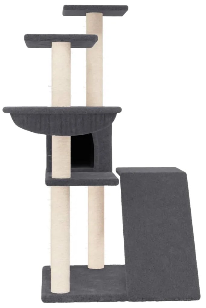 Árvore p/ gatos c/ postes arranhadores sisal 94 cm cinza-escuro