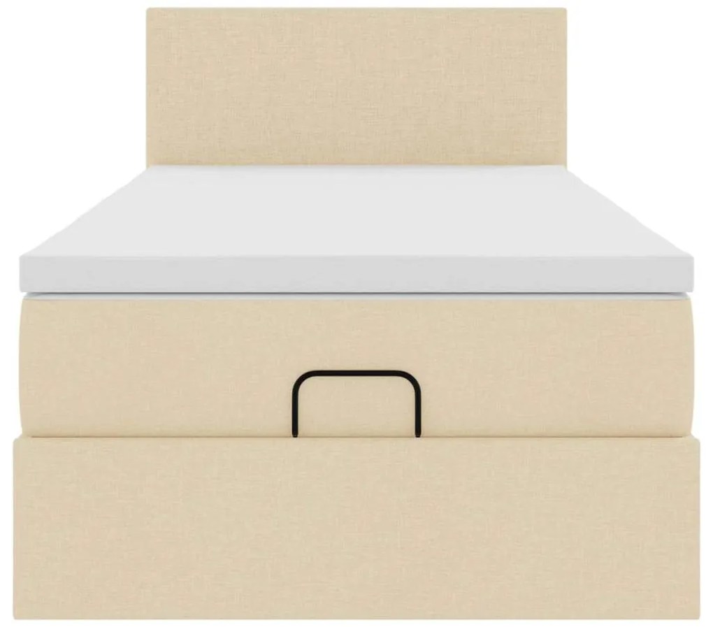 Cama otomana com colchão 100x200 cm tecido creme