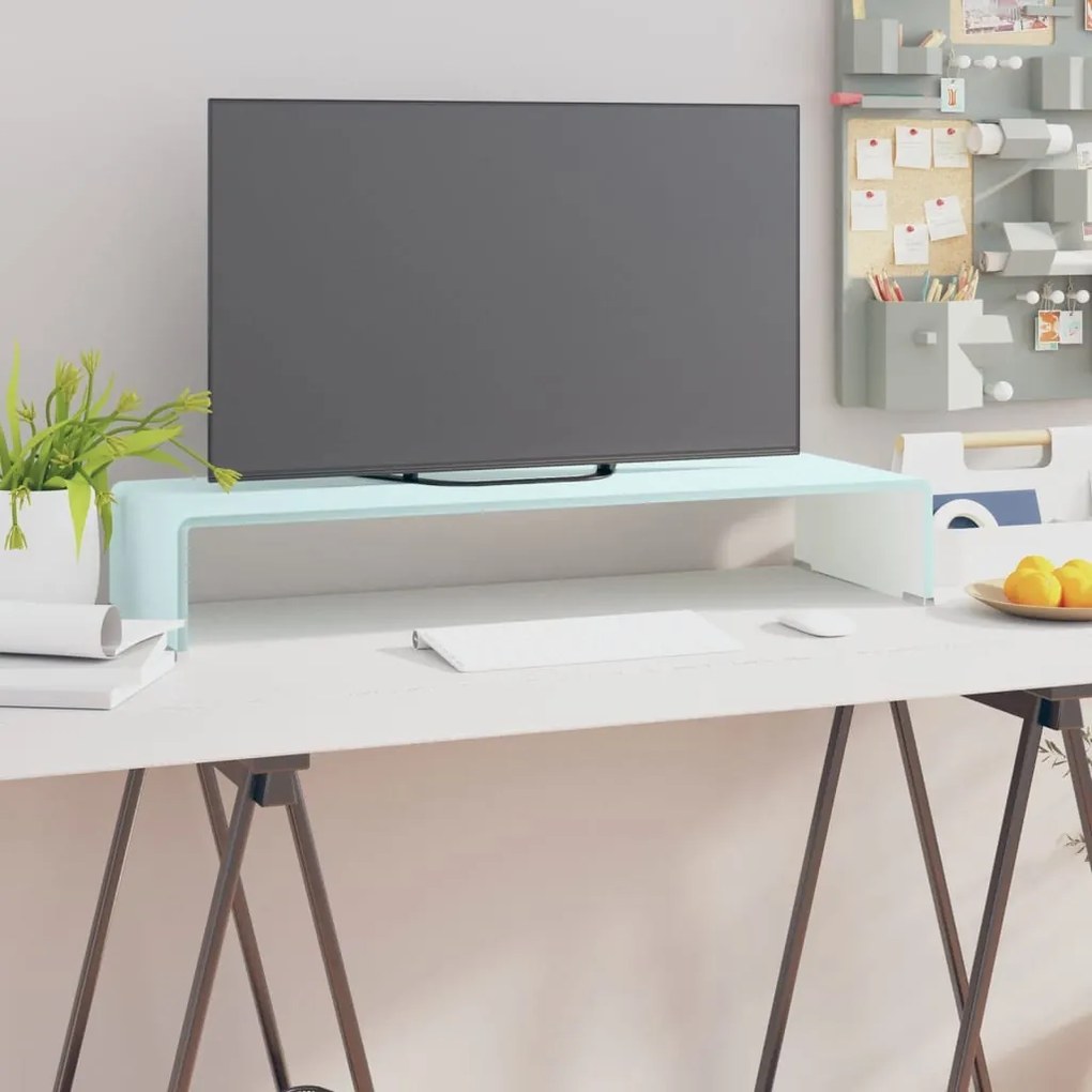 Suporte de TV/monitores em vidro 80x30x13 cm branco