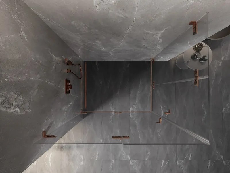 Mexen Lunar-F Duo cabine de duche dobrável 100 x 80 cm, transparente, cobre escovado - 836-100L-080P-65-00