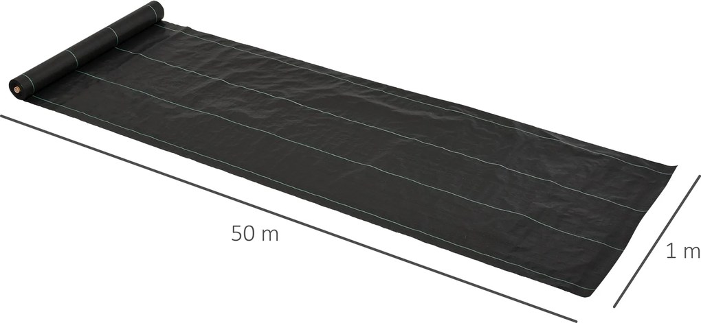 Malha Geotêxtil 1x50 m Malha de Jardim Contra Ervas Daninhas 100 g / m