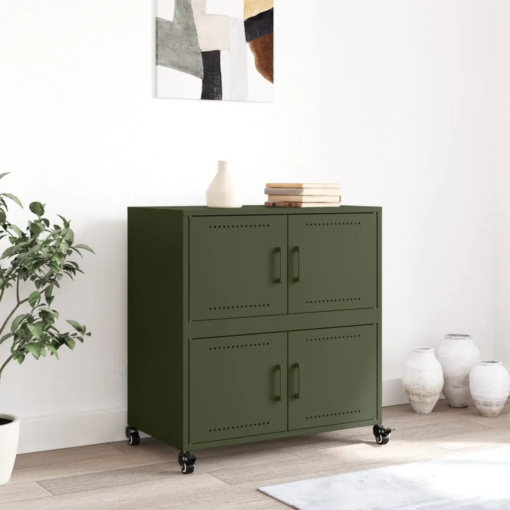 Aparador 68x39x72 cm aço verde-azeitona