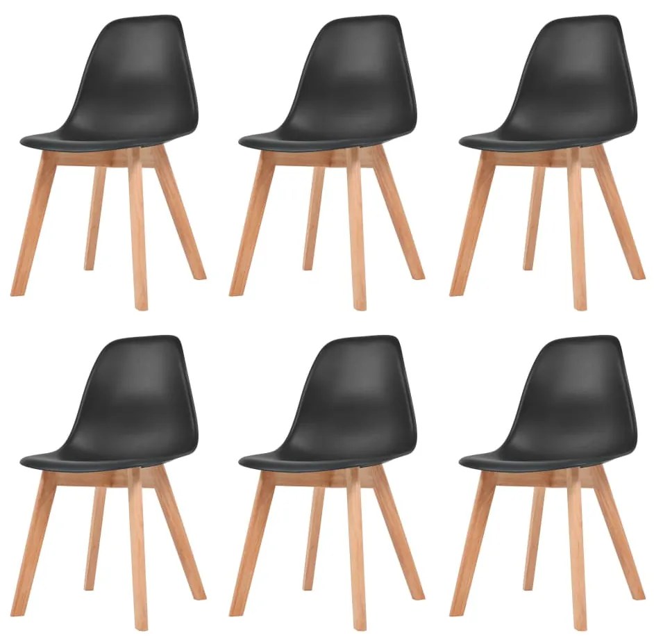 vidaXL Cadeiras de jantar 6 pcs plástico preto