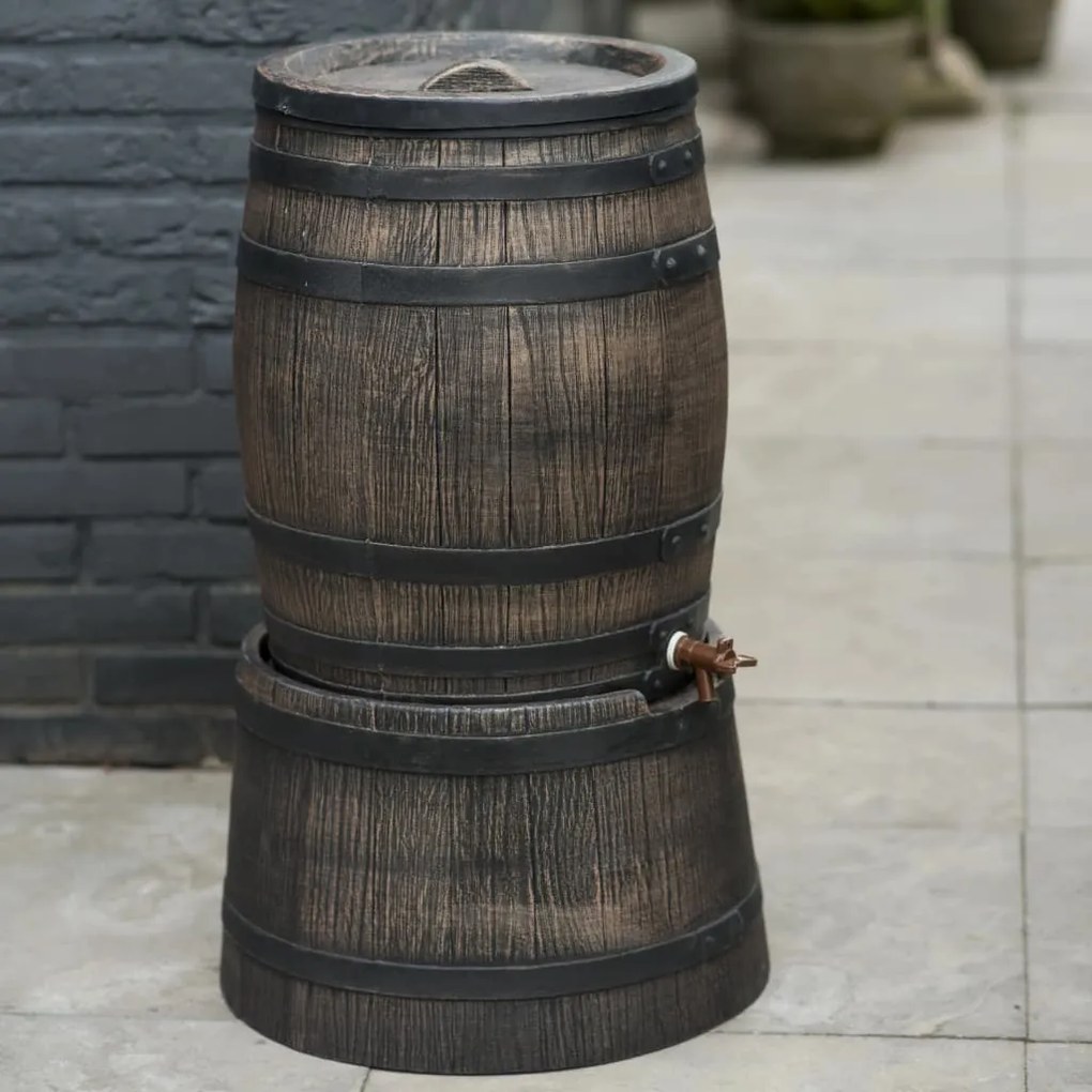 Suporte barril água da chuva aspeto madeira 45x28,5 cm castanho