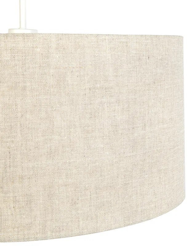 Candeeiro de suspensão rústico branco com abajur de algodão cinzento claro 50 cm - Combi Moderno,Rústico ,Clássico / Antigo
