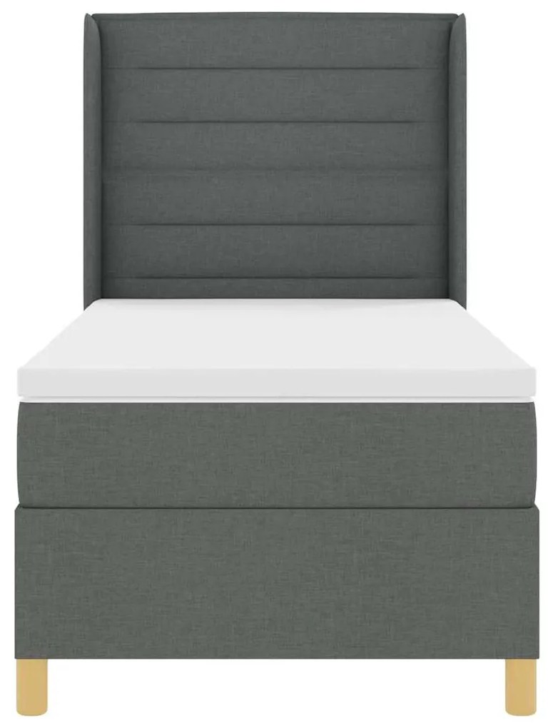 Cama Box Spring vidaXL com Colchão e LED Cinza Escuro 80x200 cm Tecido