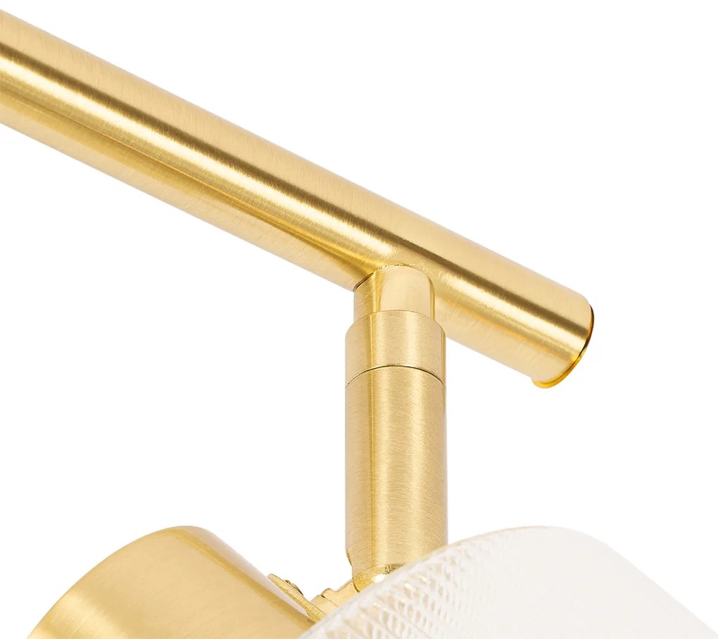 Candeeiro de teto spot dourado com vidro 3 luzes ajustável - Laura Art Deco