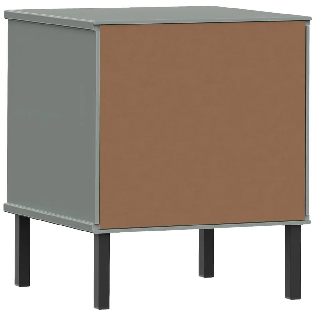 Mesa cabeceira c/ pernas de metal OSLO pinho maciço cinzento