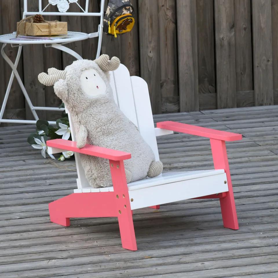 Outsunny Cadeira de jardim para crianças acima de 1 ano de madeira maciça para Varanda Carga máx. 40 kg 51x50x52,5 cm Branco
