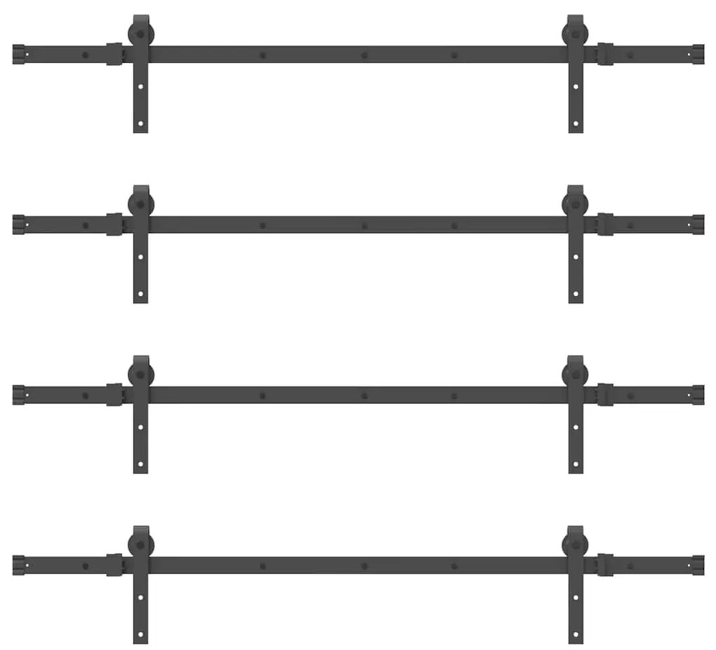 Kit de ferragens para porta deslizante 305 cm aço preto