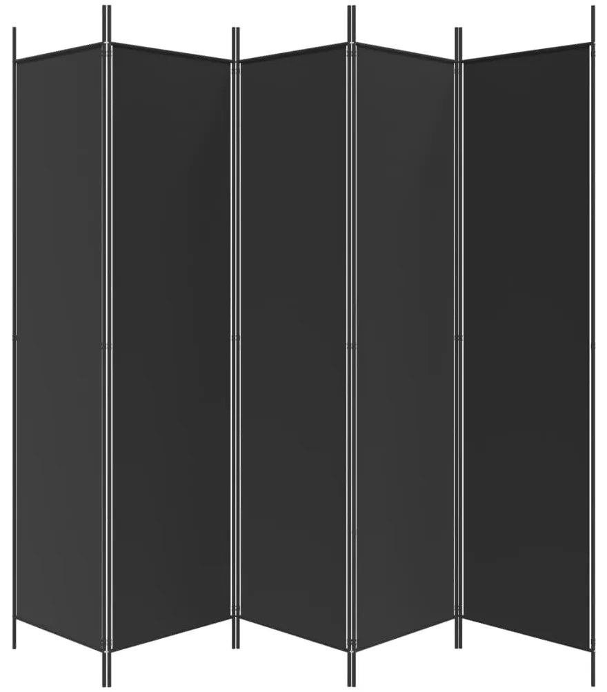 Divisória de quarto com 5 painéis 250x200 cm tecido preto