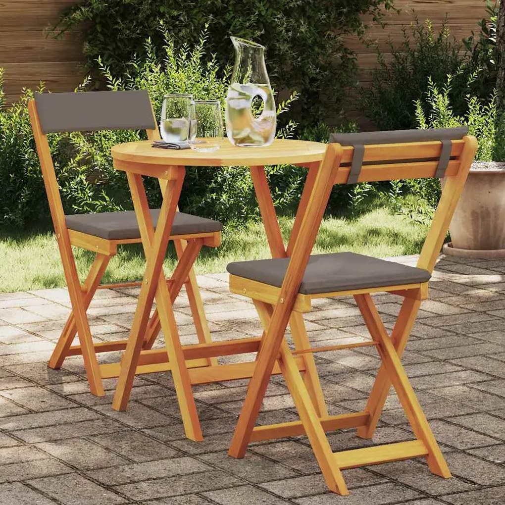 vidaXL Conjunto Bistro de Jardim com almofada 3 pcs Castanho