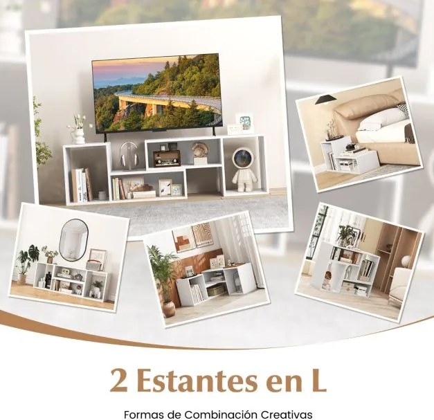 Móvel de TV de 2 peças para sala design inteligente 50/55/60 polegadas Branco