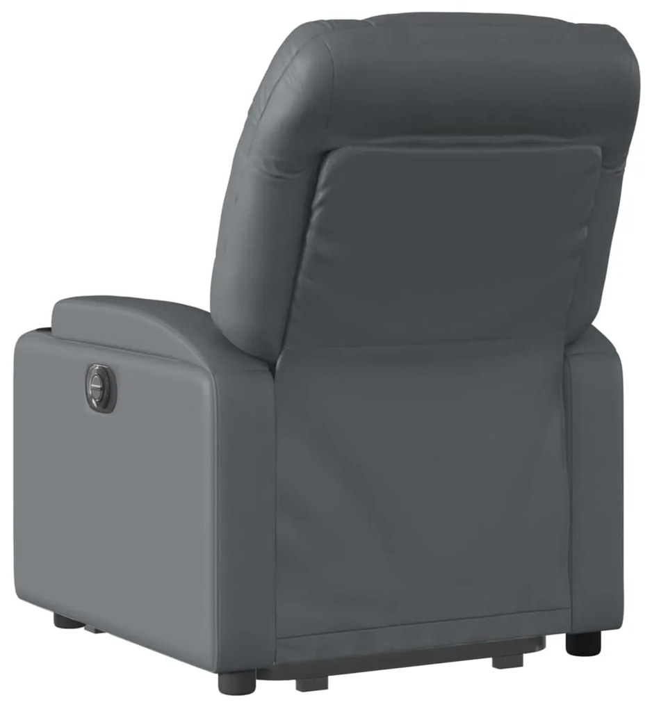 Poltrona reclinável elevatória couro artificial cinzento