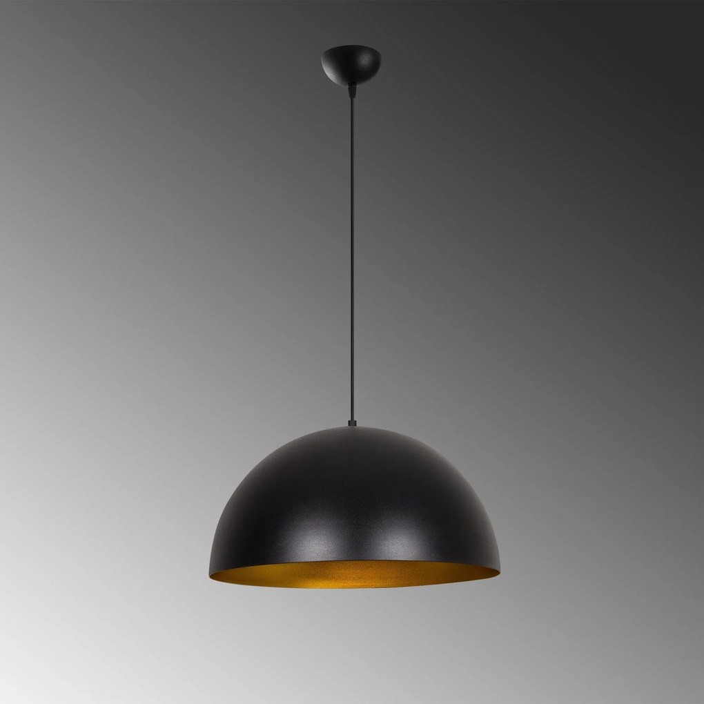 Candeeiro Chandelier Sivani – Preto e Dourado – Diâmetro 50 cm, Altura