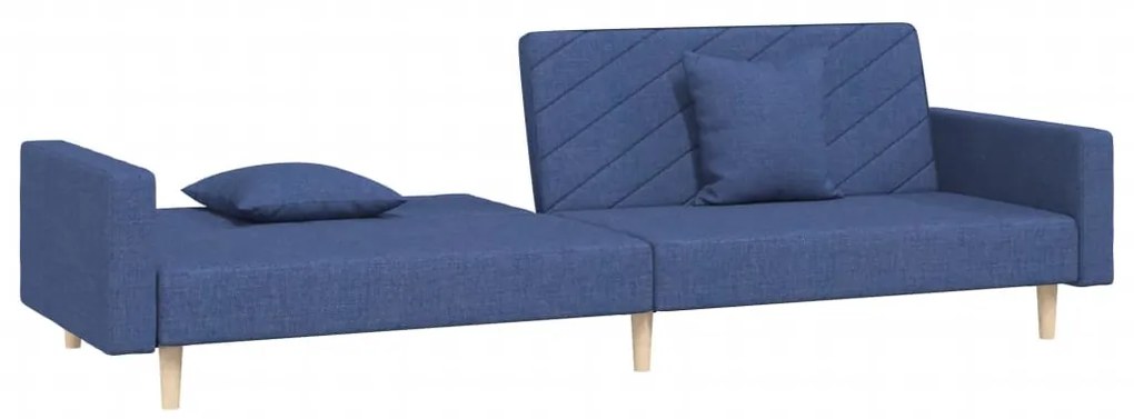 Sofá-cama 2 lugares com duas almofadas tecido azul