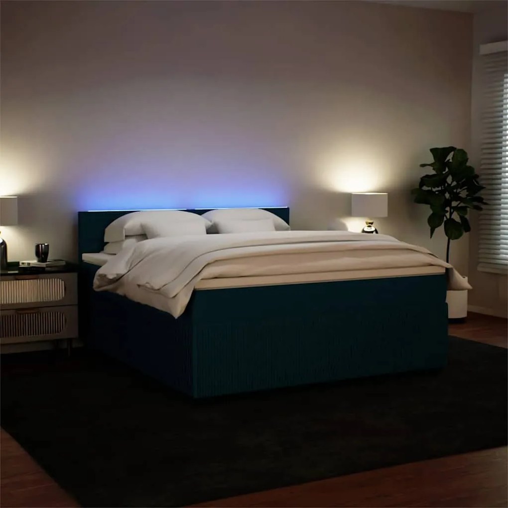 Cama com molas/colchão 180x200 cm veludo azul