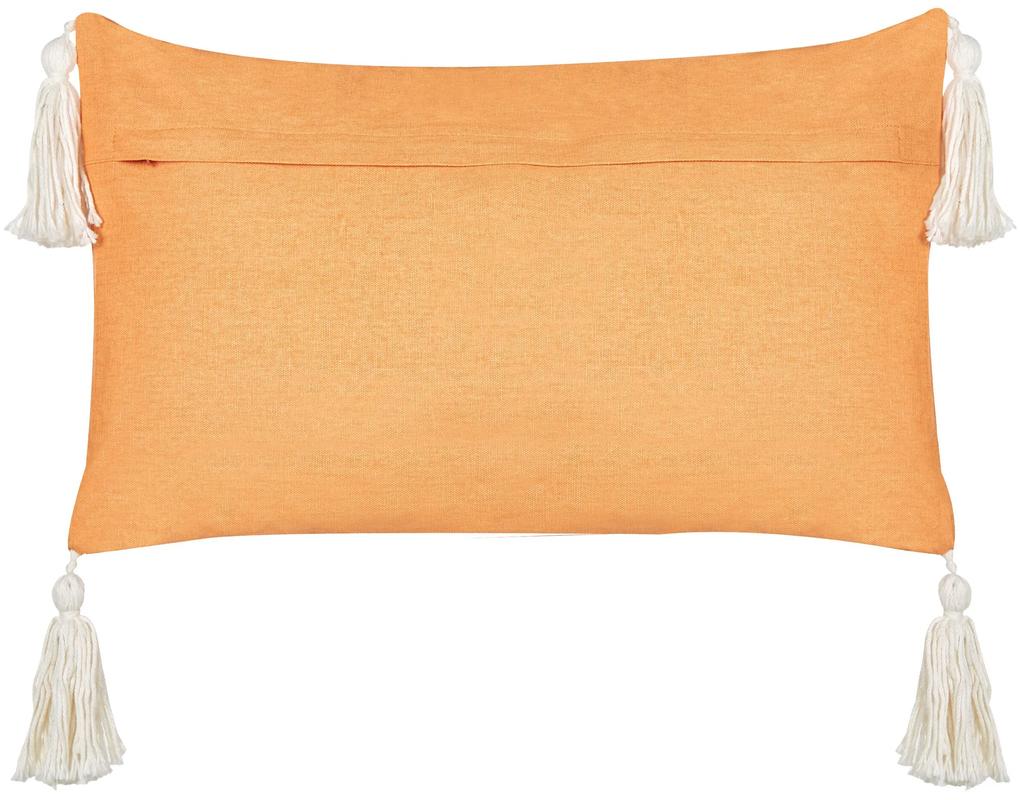 Almofada decorativa com franjas e padrão natalício em veludo laranja 30 x 50 cm LITHOPS Beliani