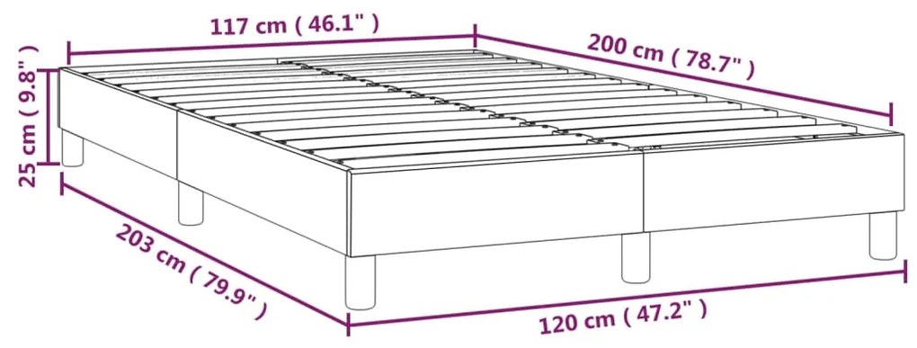 Estrutura de cama com molas 120x200 cm tecido cinza-acastanhado