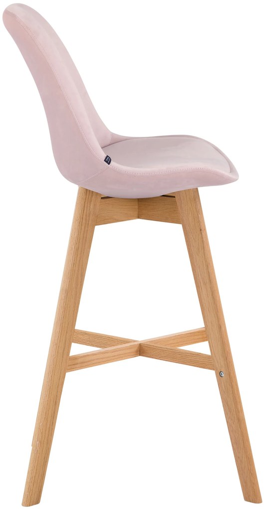 Banco de bar Cannes em veludo e com estrutura de Cor Natural 48 x 112 x 56 cm Rosa