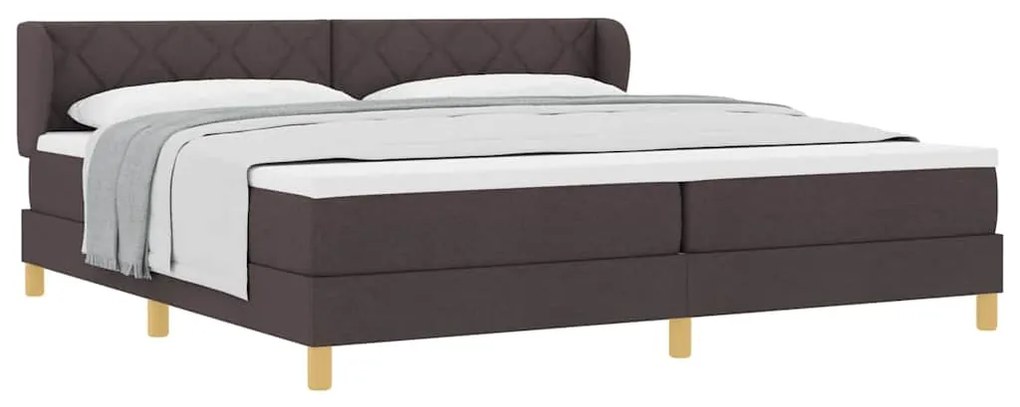 Cama Box Spring vidaXL com Colchão Castanho Escuro 200x200 cm Tecido