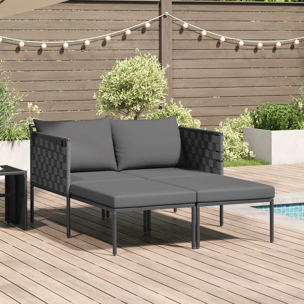 vidaXL Espreguiçadeira com Almofadas para 2 Pessoas Antracite 115x153x69,5 cm Aço