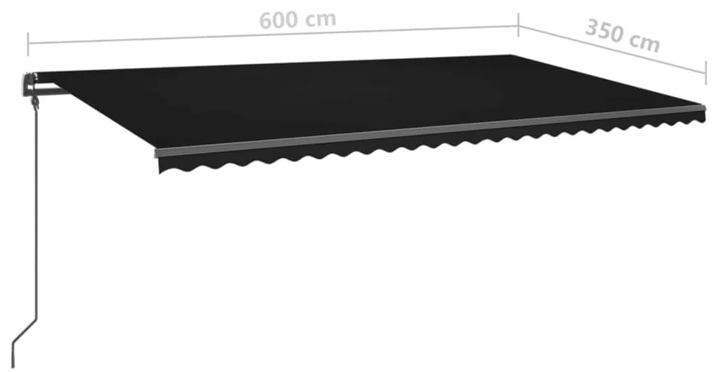 Toldo retrátil manual com postes 6x3,5 m antracite