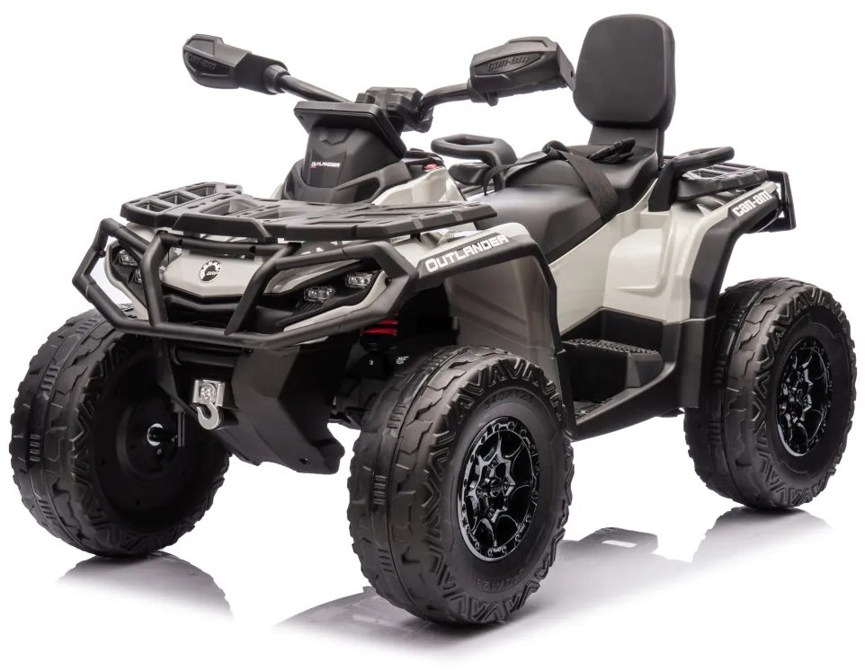 Moto 4 elétrica para crianças 12V Can Am Outlander 4x4 com controlo remoto, rodas Espuma EVA, assento couro Carga até 50Kg Cinzenta