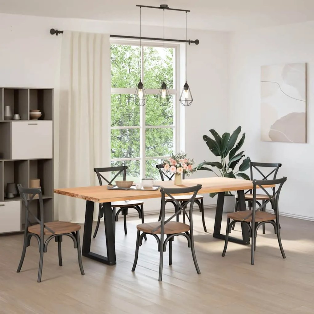 Pés para mesa de jantar em formato de V, 2 peças, preto, 60x(72-73,3)