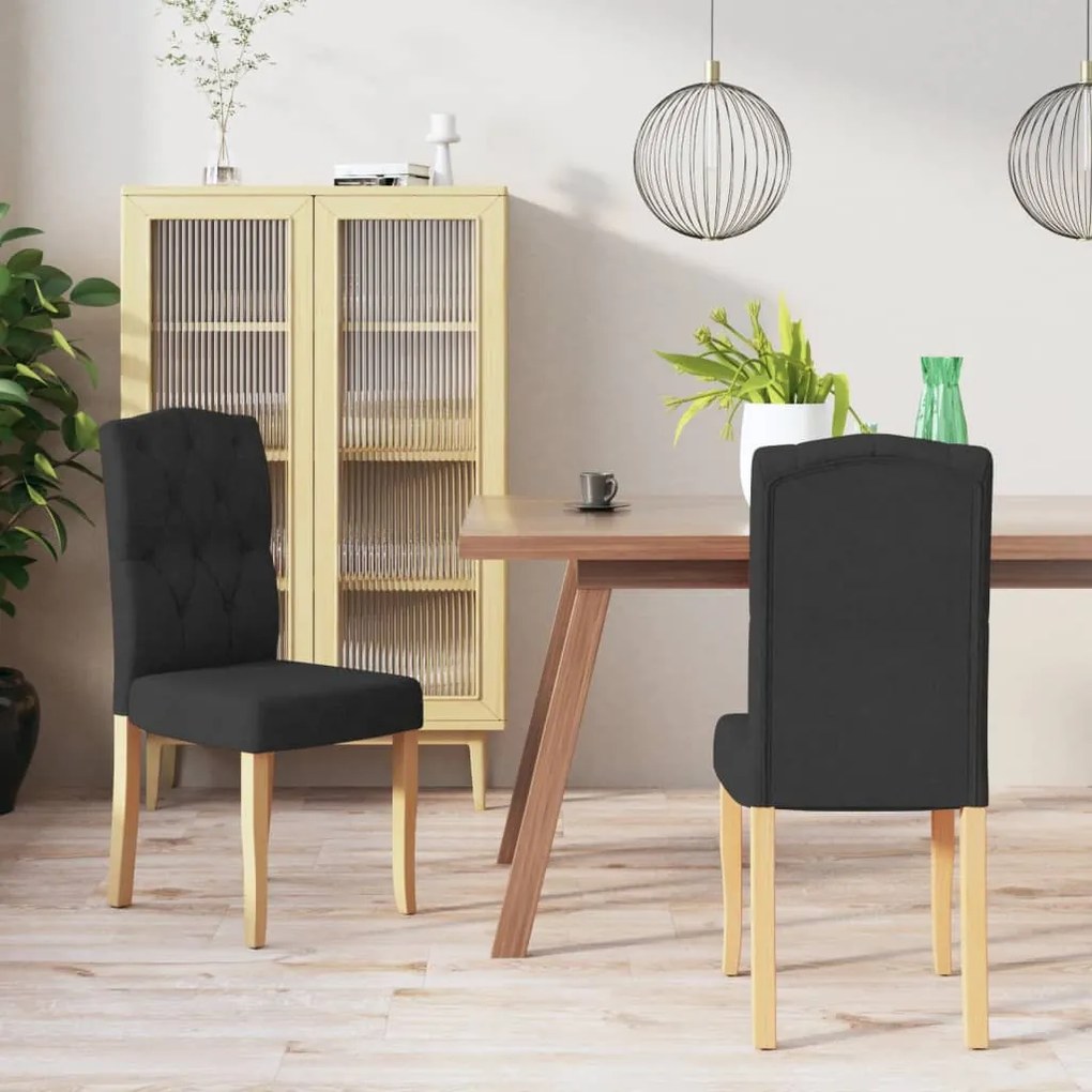 vidaXL Cadeiras de jantar 2 pcs tecido preto