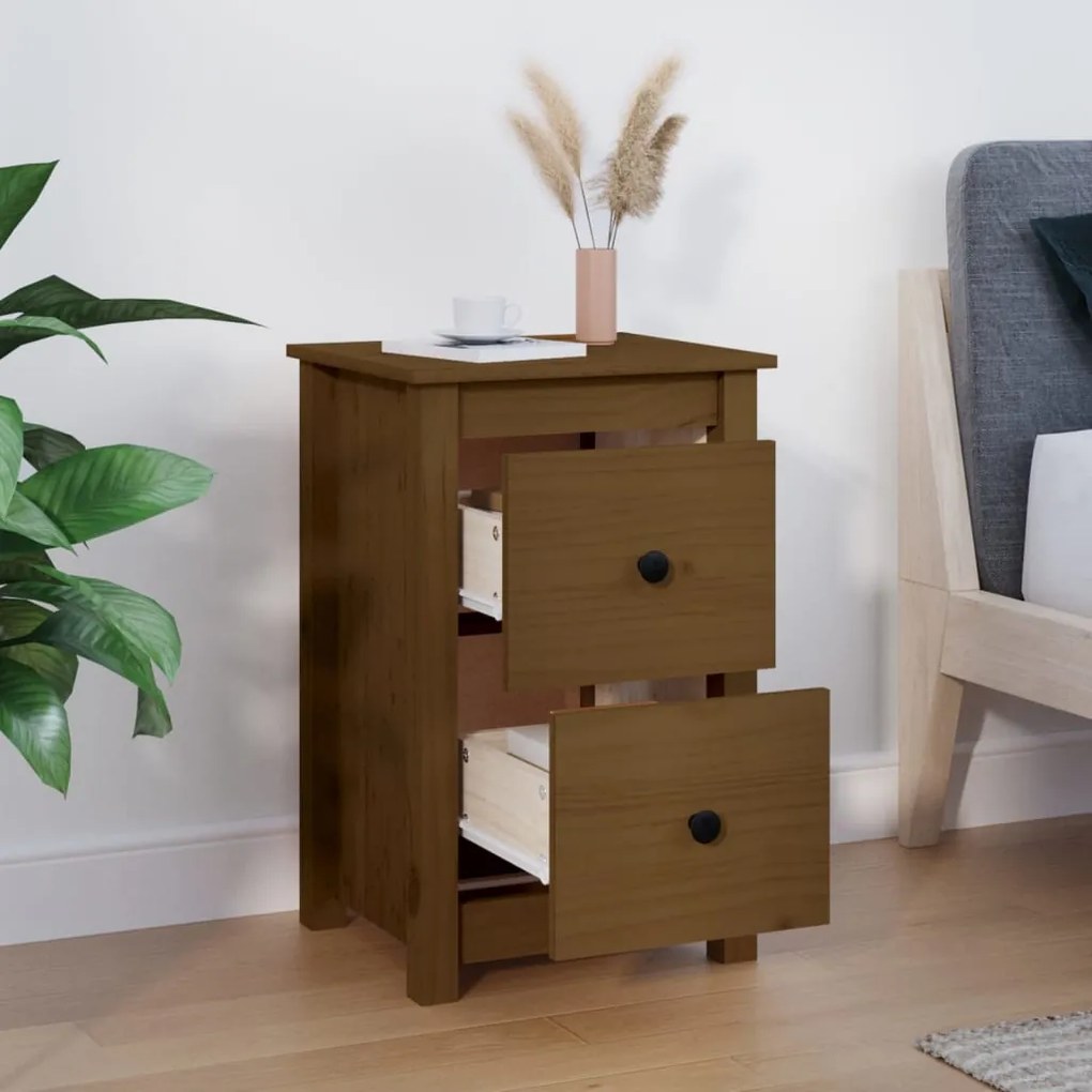 Mesa de cabeceira 40x35x61,5 cm pinho maciço castanho mel