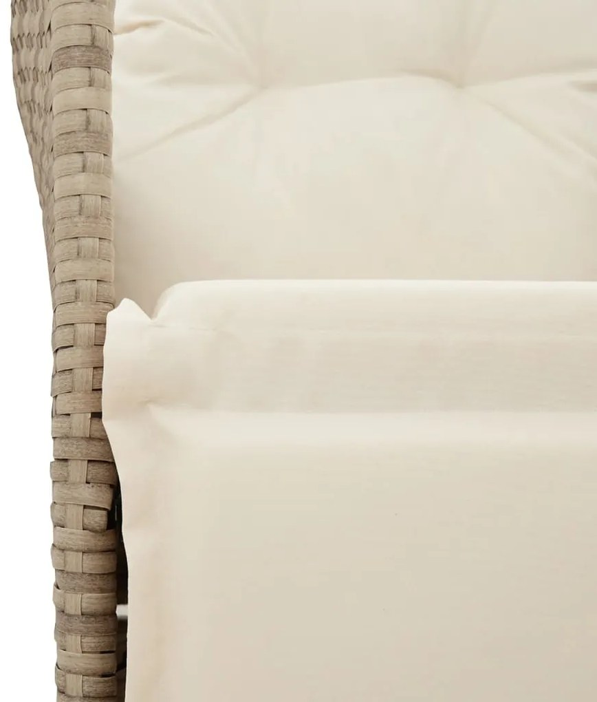 3 pcs conjunto bistrô com almofadões vime PE bege