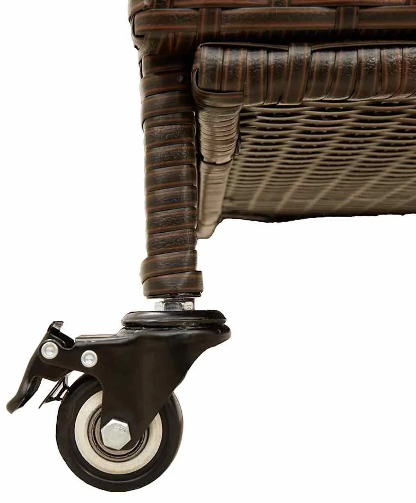 Caixa de arrumação com rodas 160x55x75 cm vime PE castanho