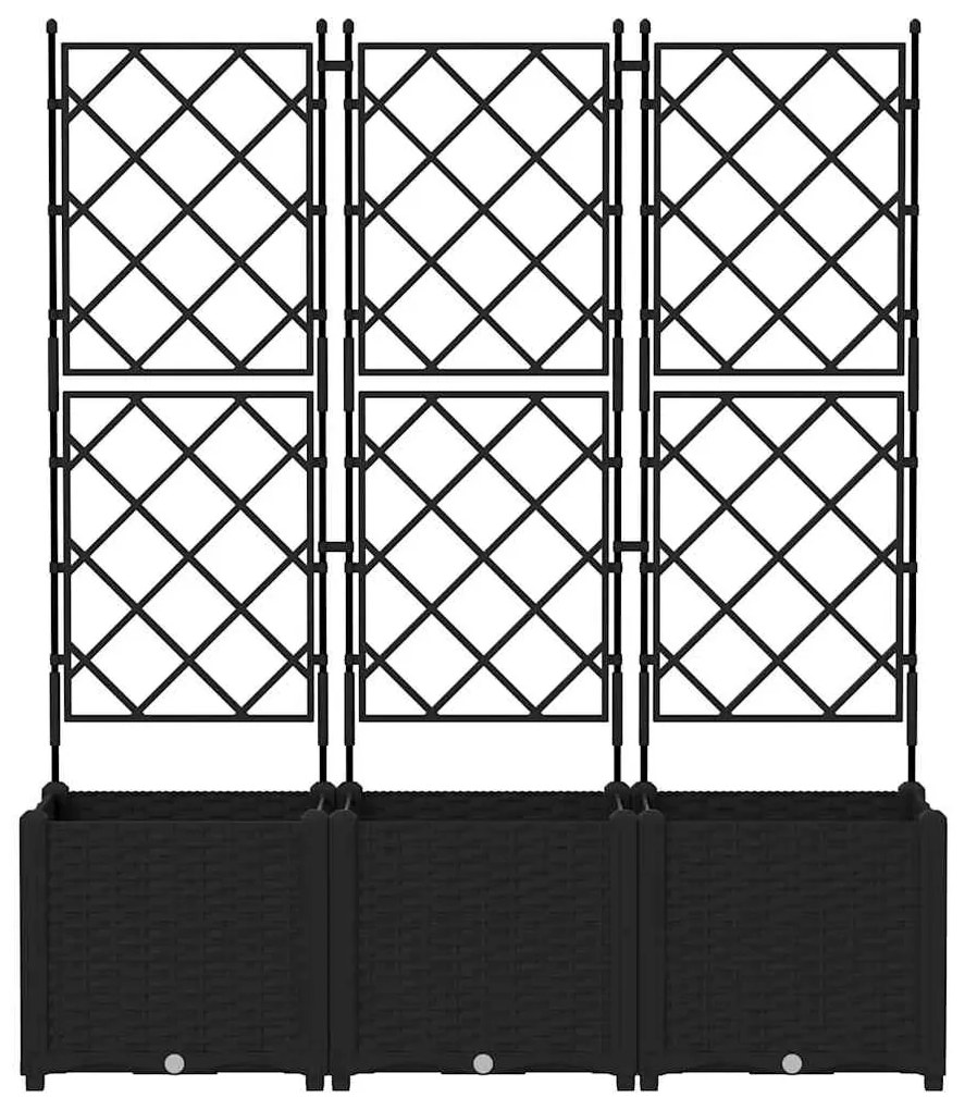 Plantadeira de Jardim com Treliça 3 pcs Preta 120x40x143 cm