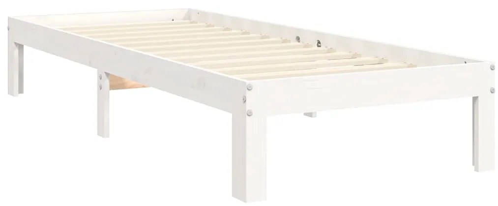 Cama sem colchão 100x200 cm madeira de pinho maciça branco