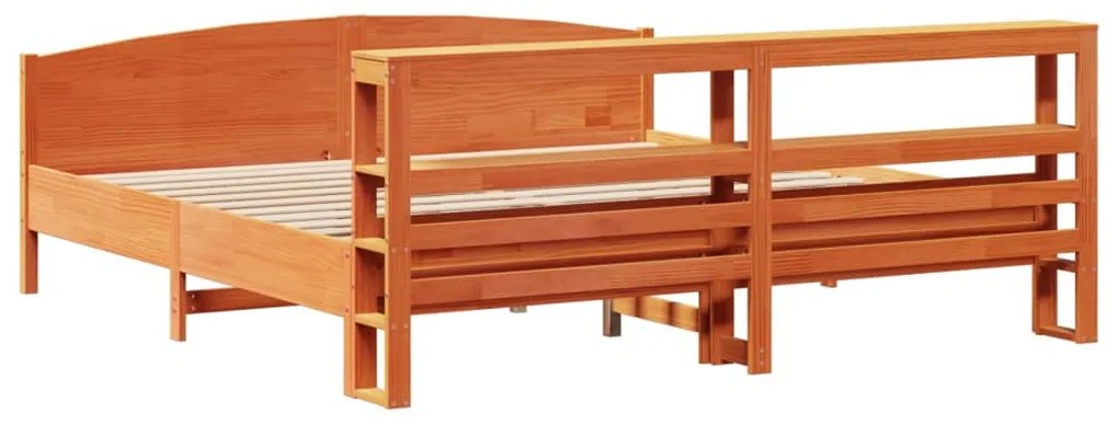 Cama sem colchão 180x200 cm pinho maciço castanho-mel