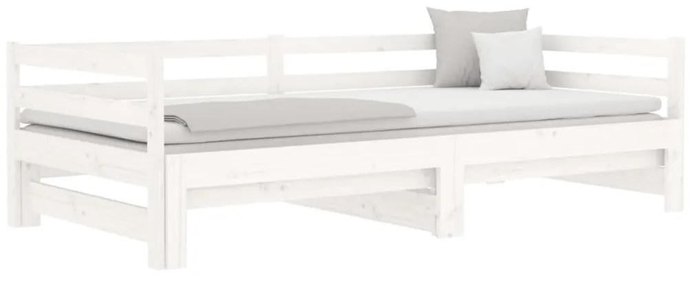 Estrutura sofá-cama de puxar 2x(90x190) cm pinho maciço branco