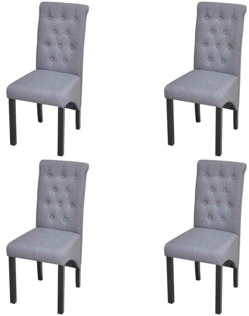 Cadeiras de jantar 4 pcs tecido cinzento-claro