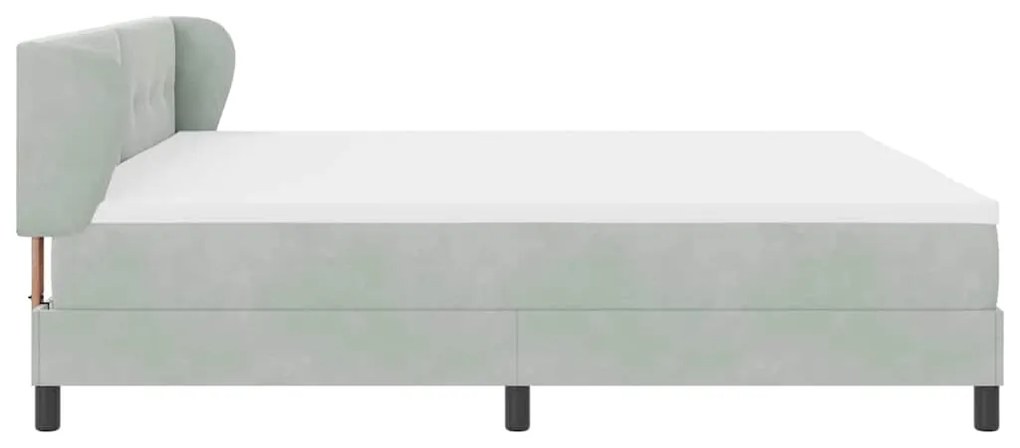 Cama Box Com Colchão Cinza Claro 200x200 cm Veludo