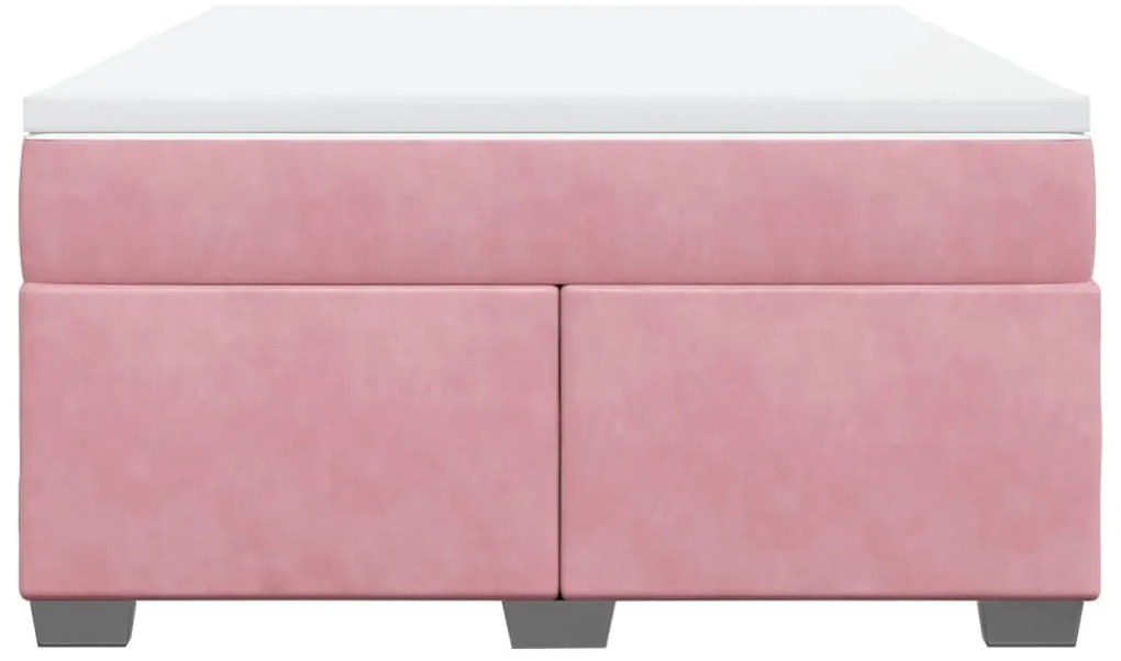Cama com molas/colchão 140x200 cm veludo rosa