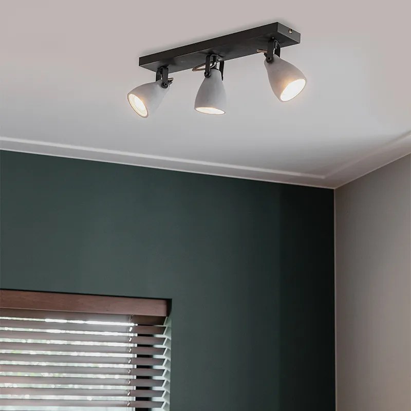 Projetores industriais cinzento cimento 3-luzes - Creto