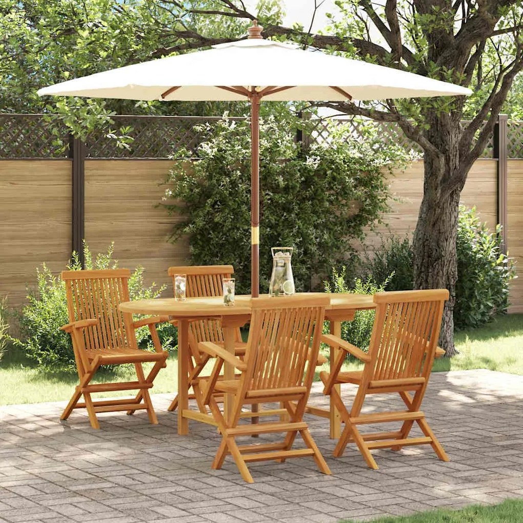 vidaXL Conjunto de Jantar de Jardim com 5 Peças em Madeira de Teca