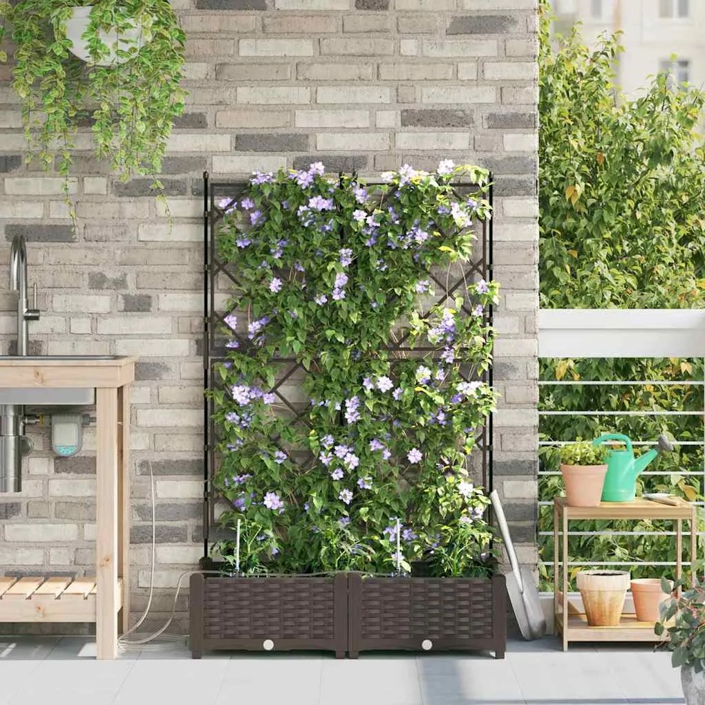 Jardineiras de Jardim 1 pc Castanho 80 x 40 x 126 cm Plástico