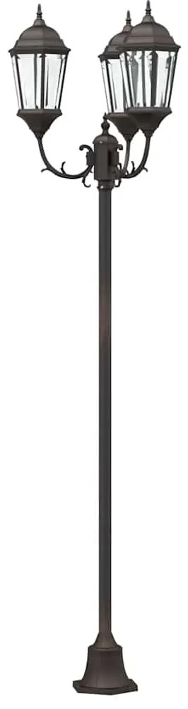 Poste de Luz de Jardim vidaXL 3-Lâmpadas E27 Bronze 220 cm Alumínio