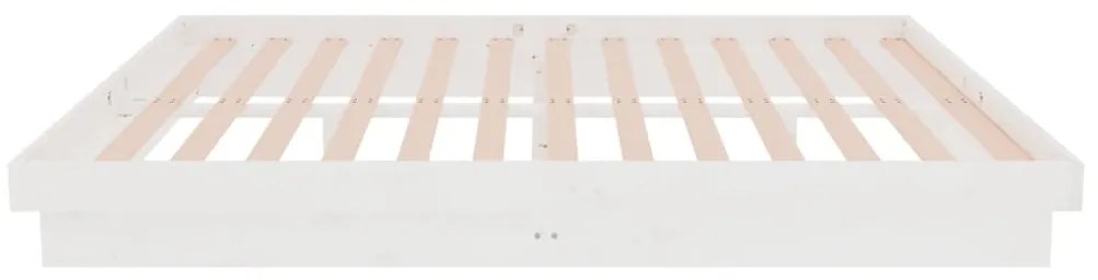 Estrutura de cama casal 135x190 cm madeira maciça branco
