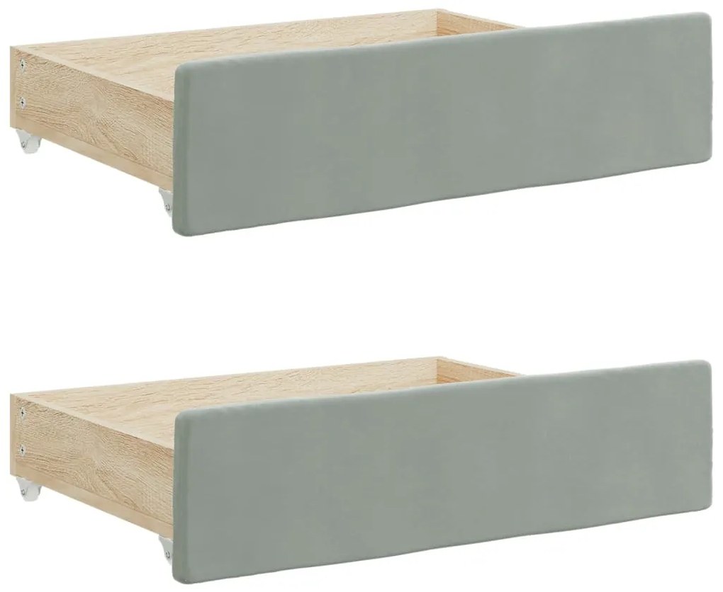 Sofá-cama c/ gavetão e gavetas 100x200 cm veludo cinzento-claro