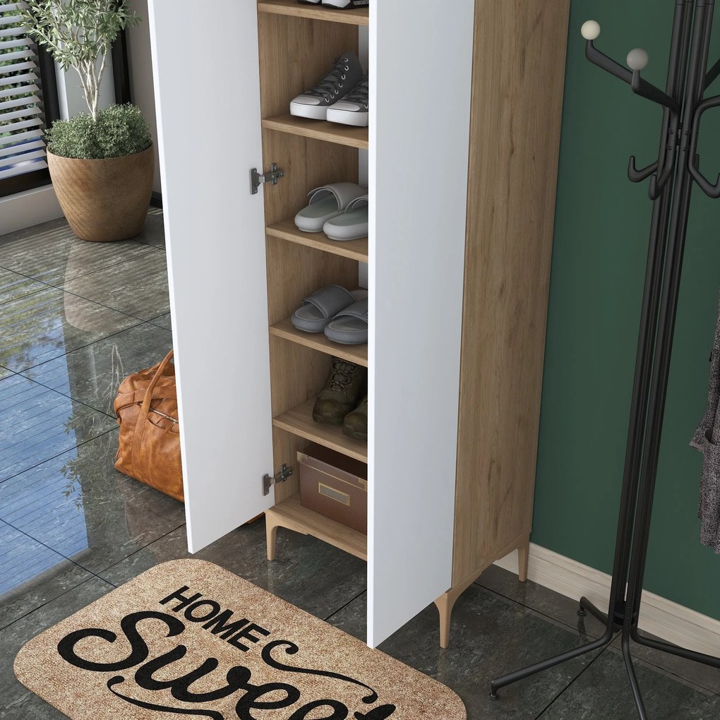 Hall Stand EA116 – Walnut White – 60x198,6x37,5 cm